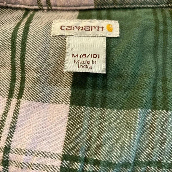 Carhartt Green/Purple Plaid Flannel medium - Picture 3 of 4